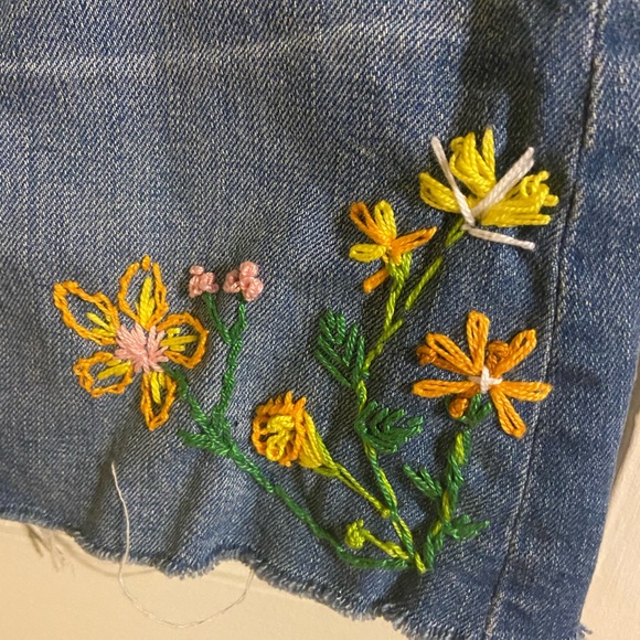 Embroidered Denim Mini Skirt - Picture 2 of 5